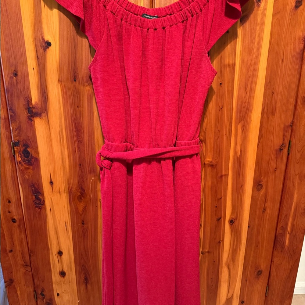 Banana Republic Red Ruffled Tie Front Maxi Dress
